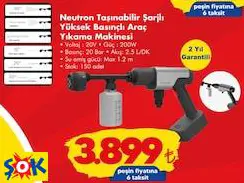 NEUTRON TAŞINABİLİR ŞARJLI YÜKSEK BASINÇLI ARAÇ/ARABA YIKAMA MAKİNESİ